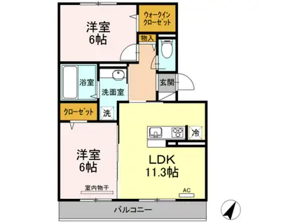 REGULUS C棟(2LDK/3階)の間取り写真