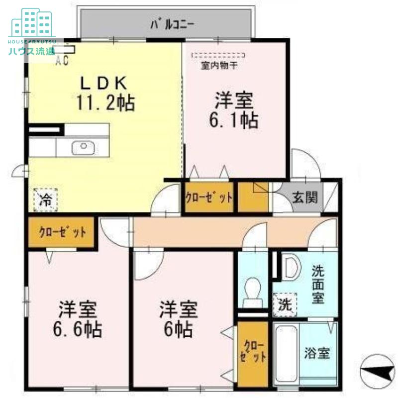 ハルブラッサムA(3LDK/2階)の間取り写真