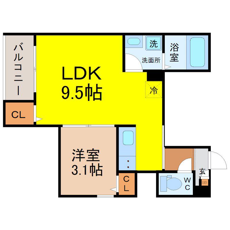REGALEST鶴里駅前(1LDK/1階)の間取り写真
