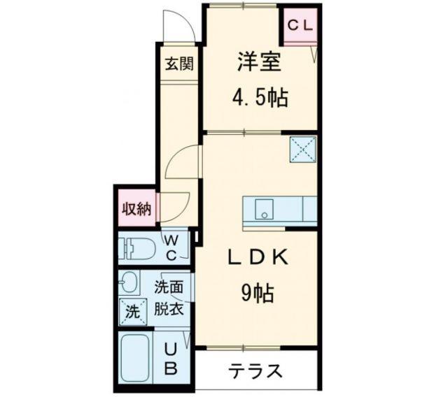 ルミウス延喜C棟(1LDK/1階)の間取り写真