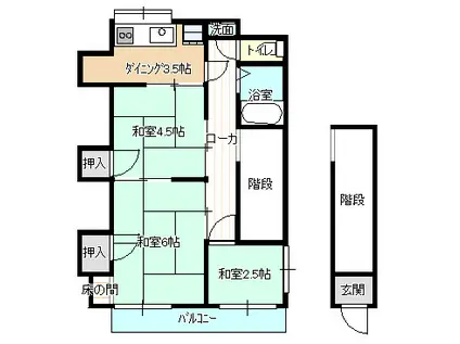 さくらアパートメント天神(2SK/2階)の間取り写真