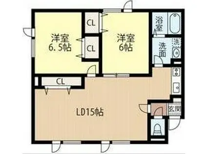 ブリーゼ札幌西(2LDK/2階)の間取り写真