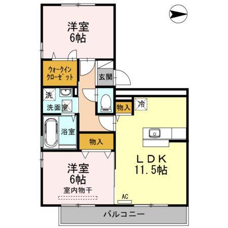 ビューテラスセジュールN(2LDK/3階)の間取り写真