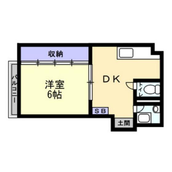 本浦コーポ福島(1LDK/3階)の間取り写真