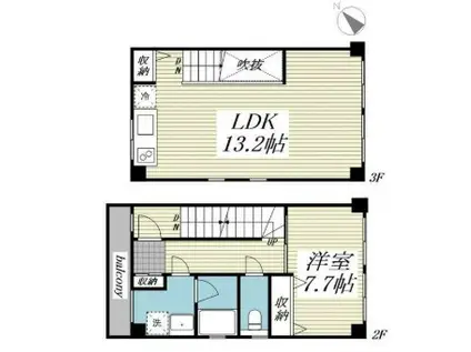 サリースマイル参番館(1LDK/2階)の間取り写真