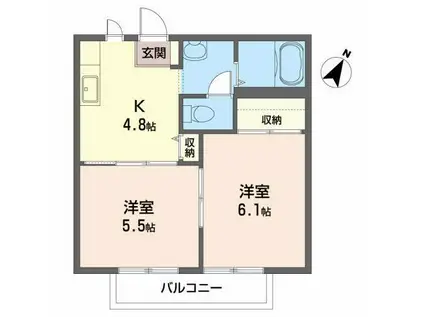 メゾンヒロB(2K/2階)の間取り写真