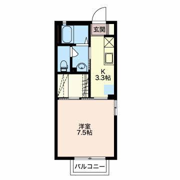 ディアスベアートA棟(1K/1階)の間取り写真