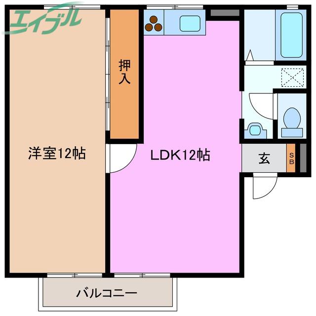 プラムヒルズ(1LDK/2階)の間取り写真