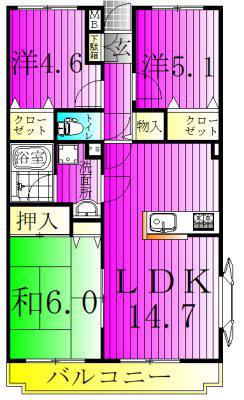 ビューパークヤマモ(3LDK/1階)の間取り写真
