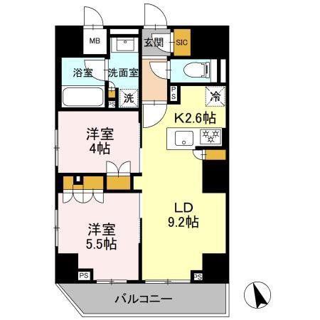 リーラ品川戸越(1SLDK/5階)の間取り写真