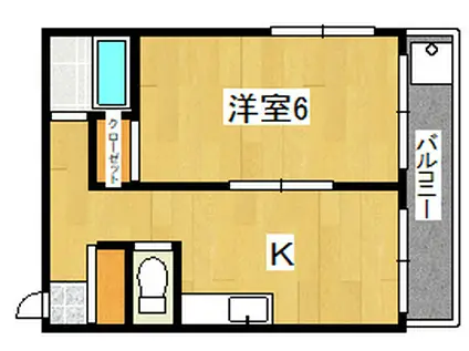 フラッツ・ウスイ(1K/2階)の間取り写真