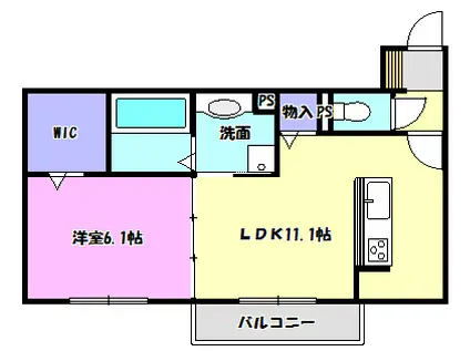 サニーハイツB(1LDK/3階)の間取り写真