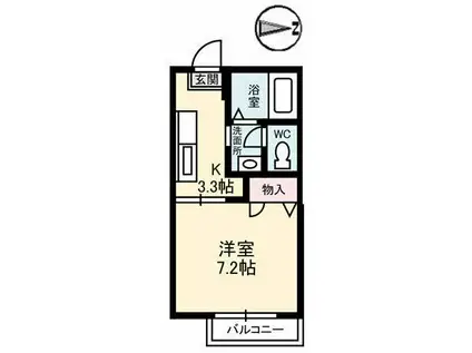 アルカディア I棟(1K/1階)の間取り写真