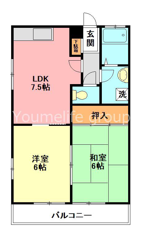 ファミールK(2LDK/2階)の間取り写真