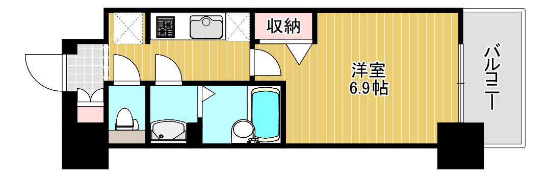スワンズシティ大阪城コスタ(1K/6階)の間取り写真