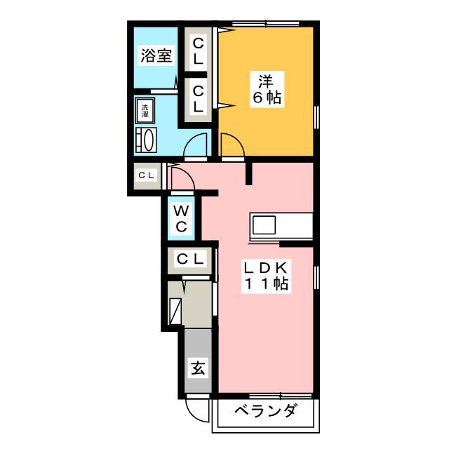 ベル・エポックB(1LDK/1階)の間取り写真