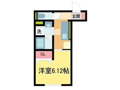 D-ROOMクロス(1K/1階)の間取り写真