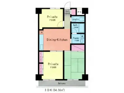 ジェントレム清和(3DK/4階)の間取り写真