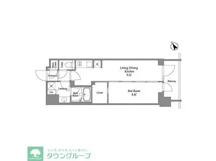 シーズンフラッツ大森西(1LDK/4階)の間取り写真