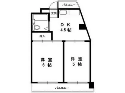 ドルフ西岡本(2DK/2階)の間取り写真