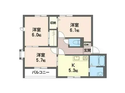サミー タウン E(3K/1階)の間取り写真