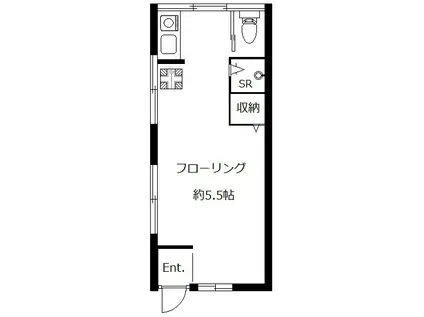 HARVEST(ワンルーム/1階)の間取り写真