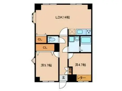 TEK小金井ハイツ(2LDK/5階)の間取り写真