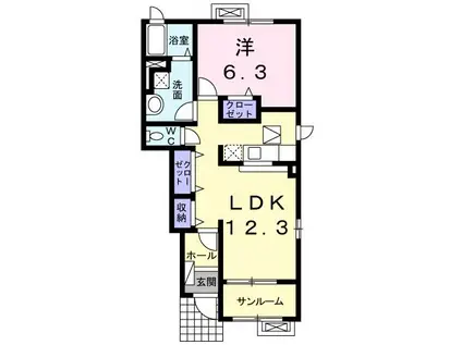 シャルム アヴァンツァートI(1LDK/1階)の間取り写真