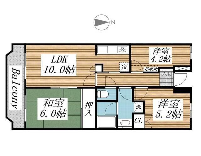 クレールメゾン(3LDK/4階)の間取り写真