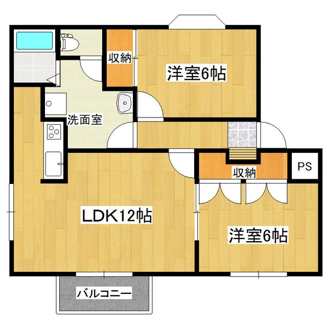 レゾ・ボヌールA(2LDK/2階)の間取り写真