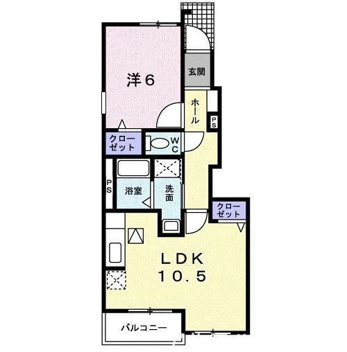 サンリット佐橋B(1LDK/1階)の間取り写真