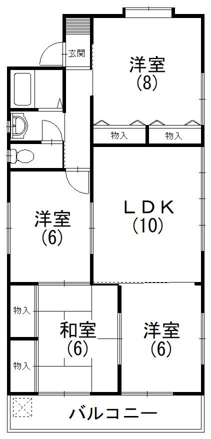 住吉Uハイツ(4LDK/3階)の間取り写真
