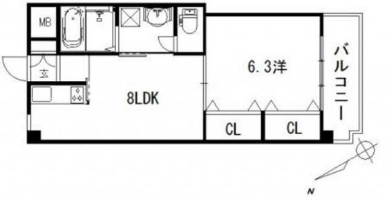 リビオーヌ五日市中央(1LDK/3階)の間取り写真