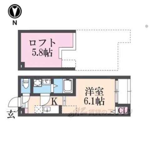 ハーモニーテラス小栗栖森本町(1K/2階)の間取り写真