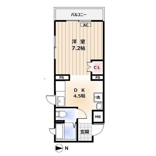 第2関マンション(ワンルーム/1階)の間取り写真