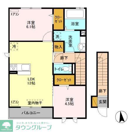 サンシャイン(2LDK/2階)の間取り写真