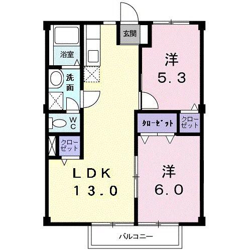 ヴィラマローネ(2LDK/2階)の間取り写真