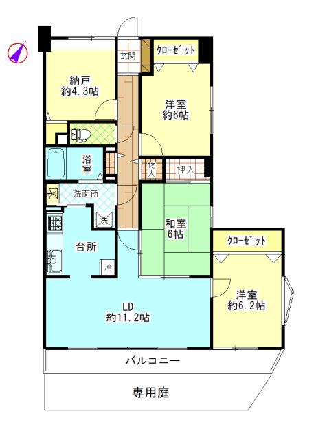 ネオハイツ成田(3SLDK/1階)の間取り写真