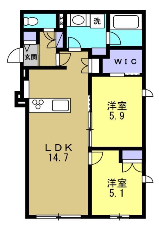 ベル アントレ 西宮(2LDK/1階)の間取り写真