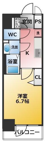 プレサンス太閤通ファシール(1K/2階)の間取り写真