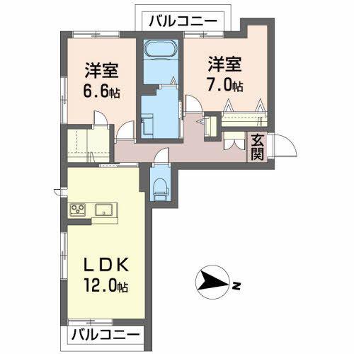 べアーレ(2LDK/2階)の間取り写真