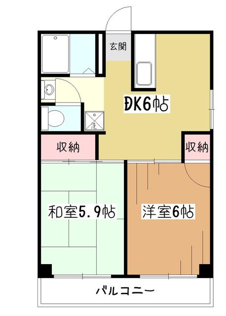 青梅橋ビル(2DK/3階)の間取り写真