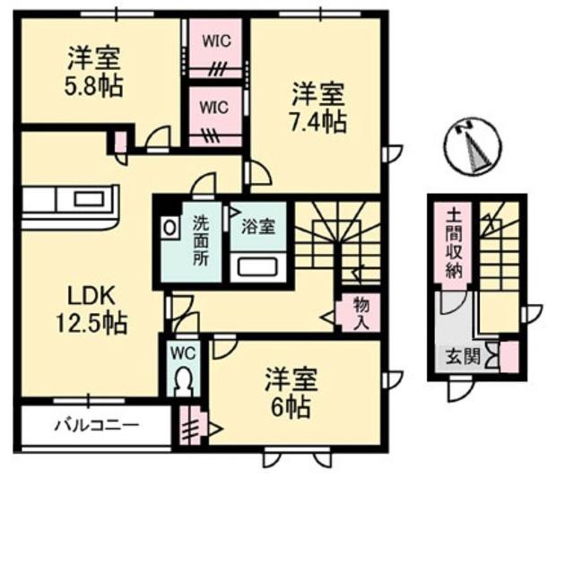 ベイパートレイル(3LDK/2階)の間取り写真
