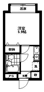 桜新町ハイツ(1K/4階)の間取り写真