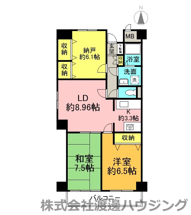 一力グランドマンション(3LDK/3階)の間取り写真