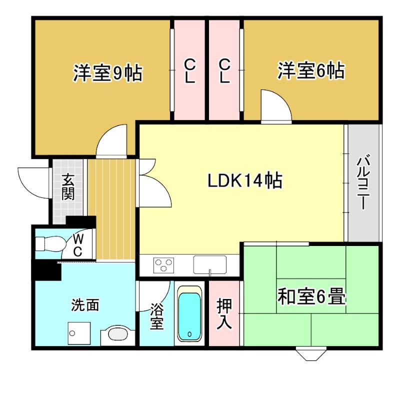 プライムアーク(3LDK/3階)の間取り写真