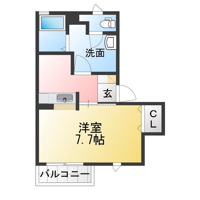 SOMETHINGNEW(1K/1階)の間取り写真