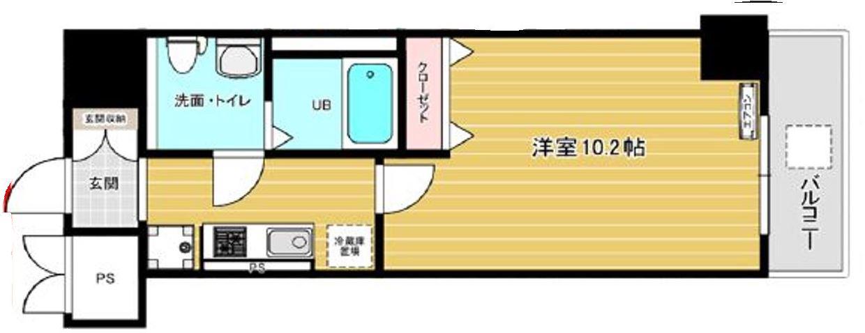 ヒルズ夕陽丘(ワンルーム/5階)の間取り写真