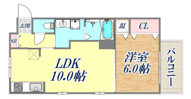 ヒルサイドレジデンスB棟(1LDK/2階)の間取り写真