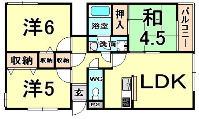 サーティ福弥(3LDK/2階)の間取り写真